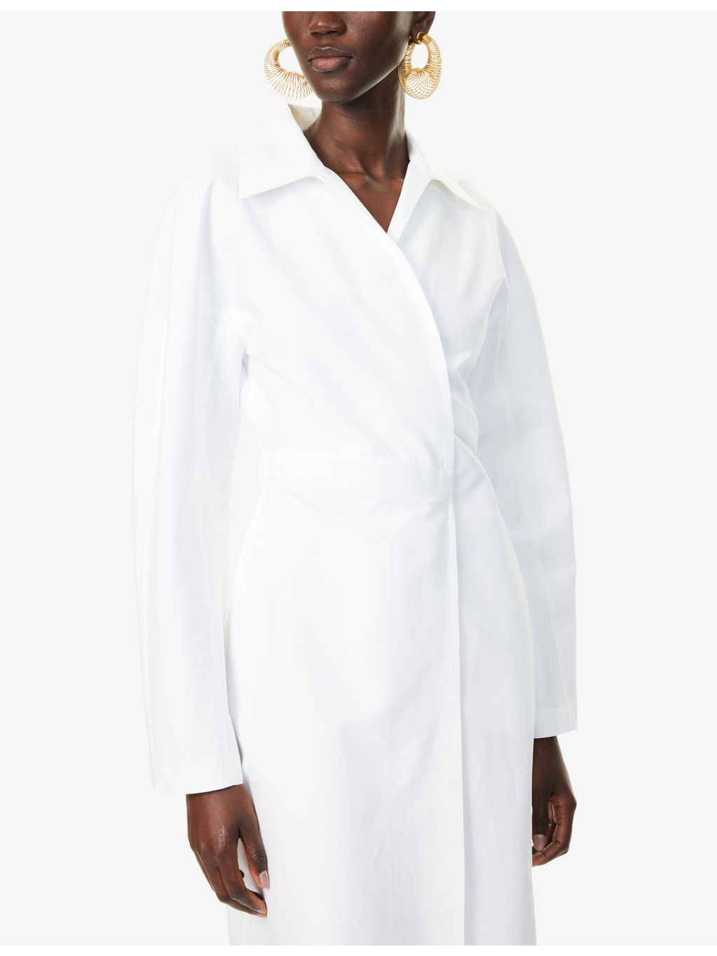 Wrap Spiral-Waistband Cotton-Poplin Maxi Dress - 5