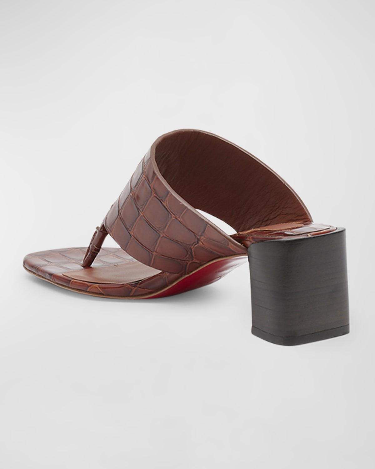 Croco Logo Red Sole Thong Mules - 3