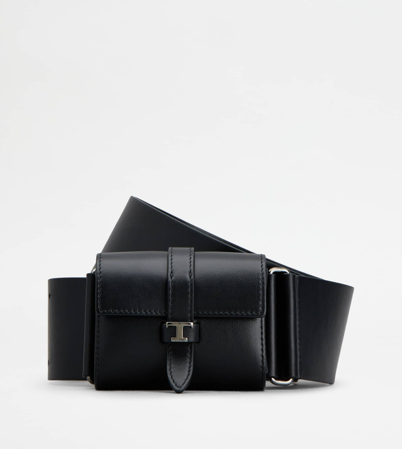 BELT WITH MICRO BAG IN LEATHER - BLACK 1