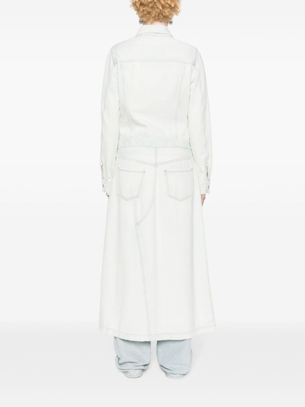 single-stitch denim maxi coat - 4