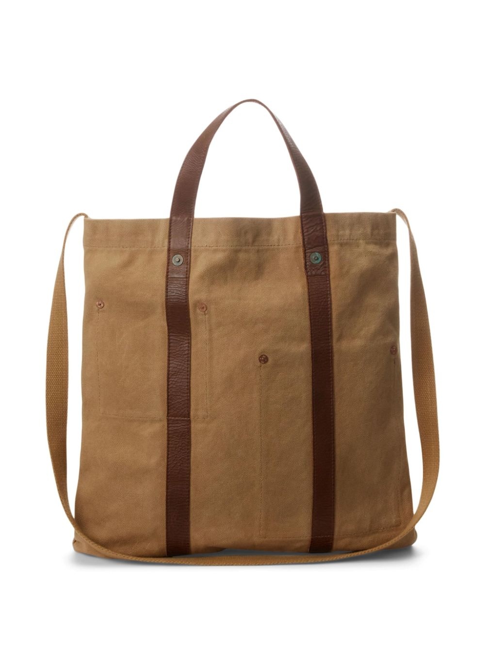 leather-trim canvas tote bag - 2