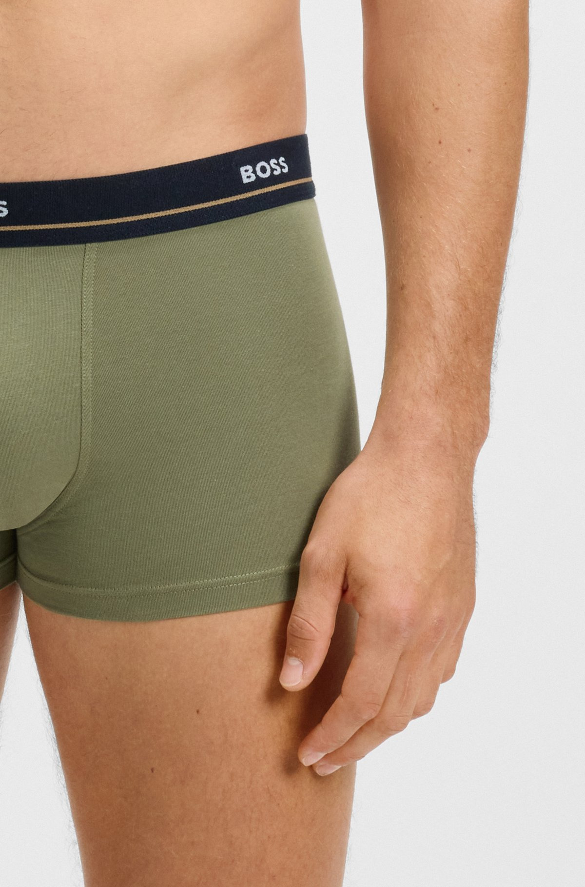 THREE-PACK OF STRETCH-COTTON TRUNKS WITH LOGO WAISTBANDS - 4