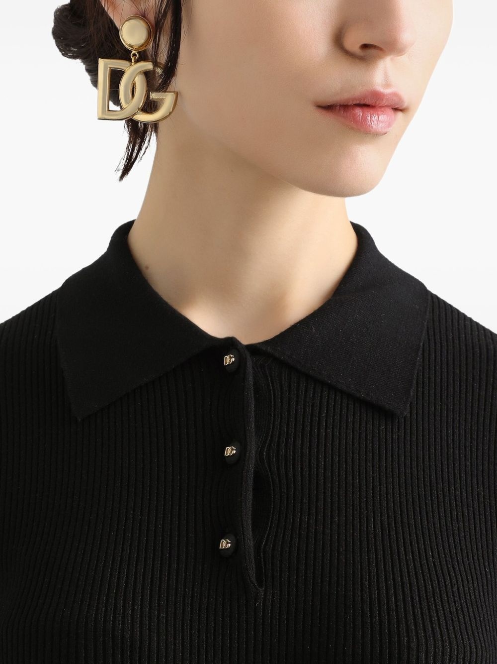 ribbed polo top - 4