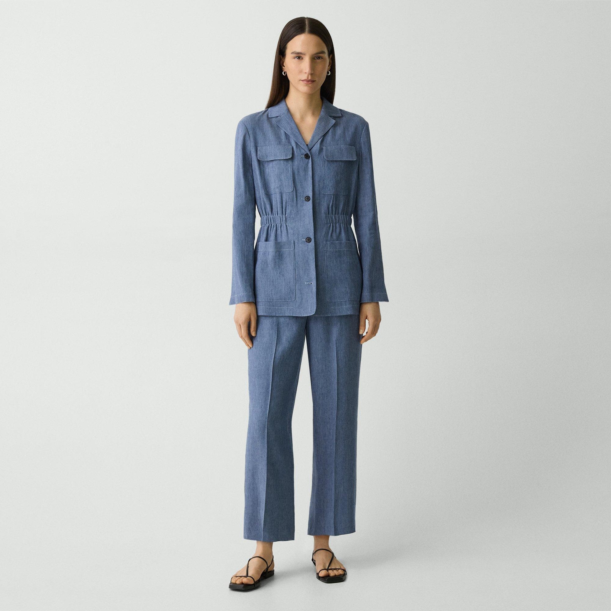 Cinched Jacket in Fluid Linen - 6