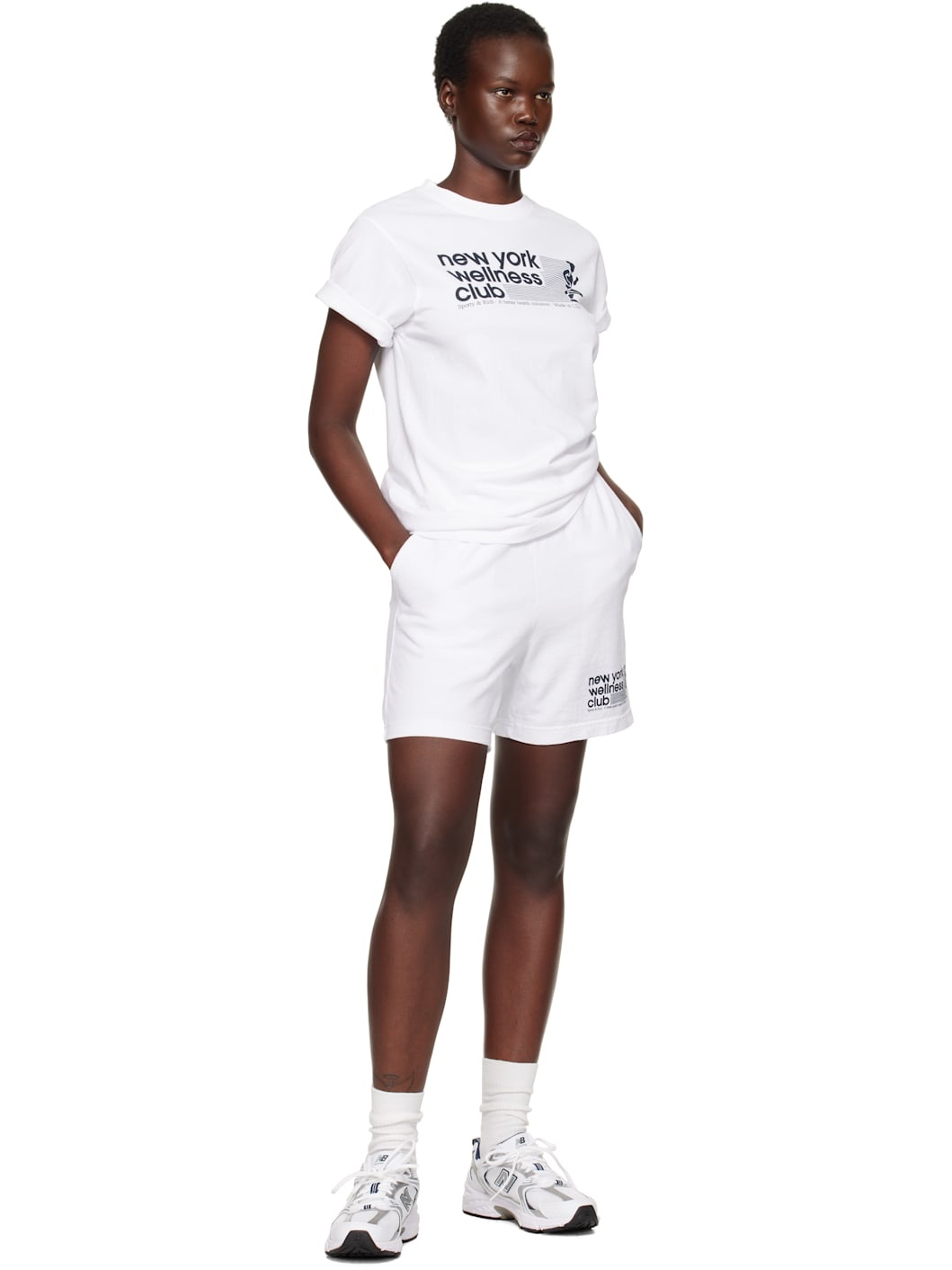 White USA 'Wellness Club' Gym Shorts - 4