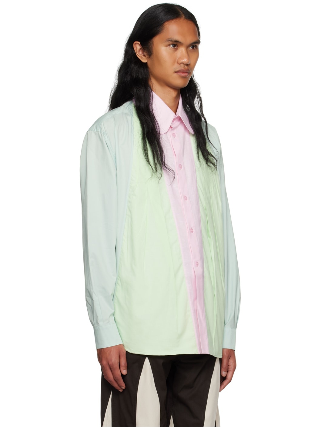 Blue & Green Paneled Shirt - 2