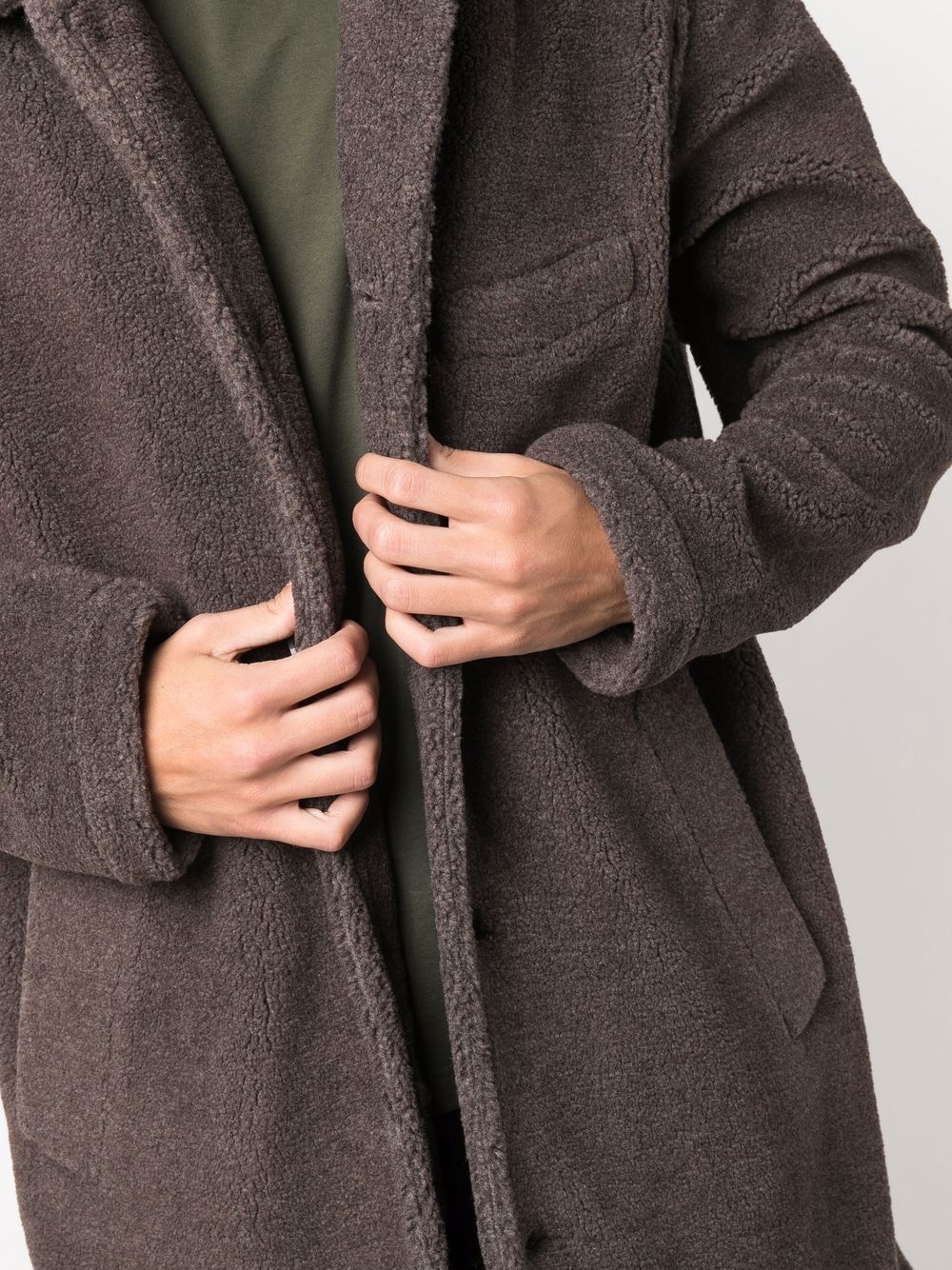 textured three-pocket single-breasted coat - 5