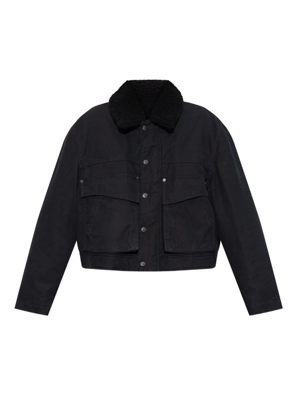 flap-pocket sherpa-collar jacket - 1