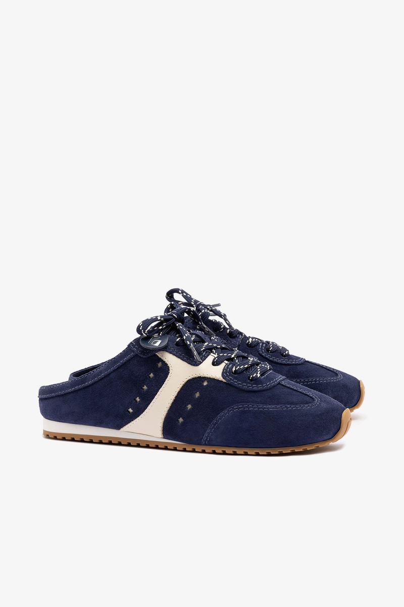Stella Mule In Navy Suede and Ivory Leather 3