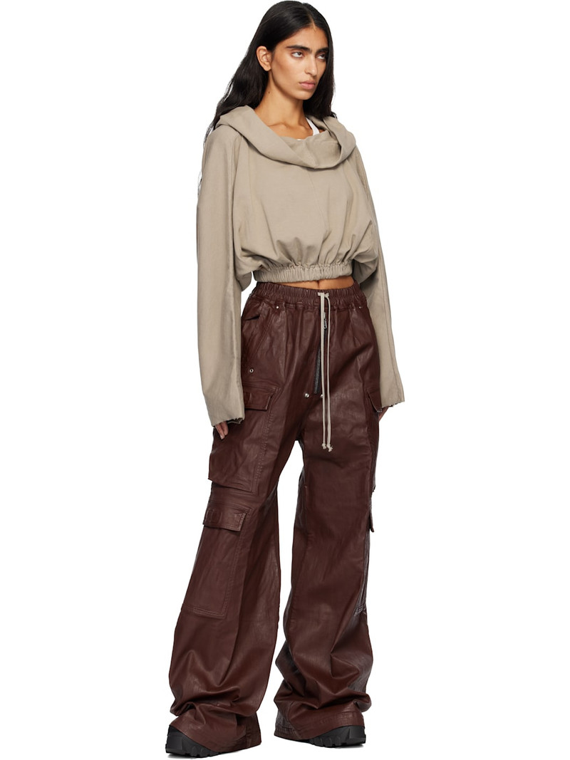 Rick Owens DRKSHDW Taupe Concordians Cropped Tunic Hoodie outlook