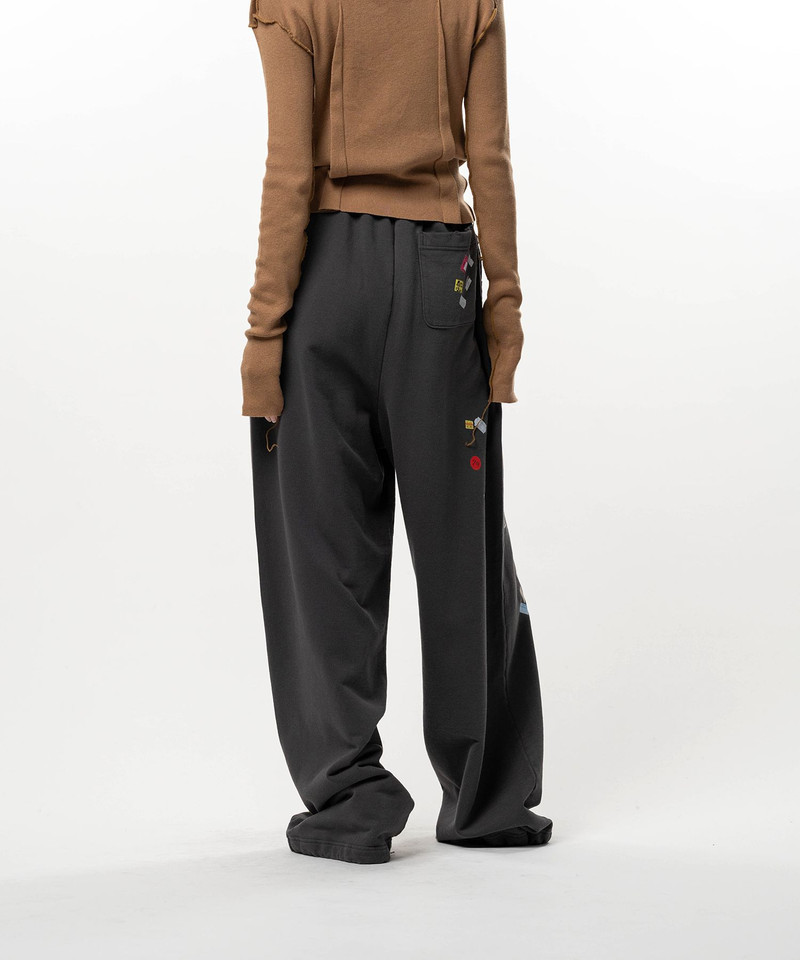 Price Tag Sticker Printed Wide Sweat Pants 5