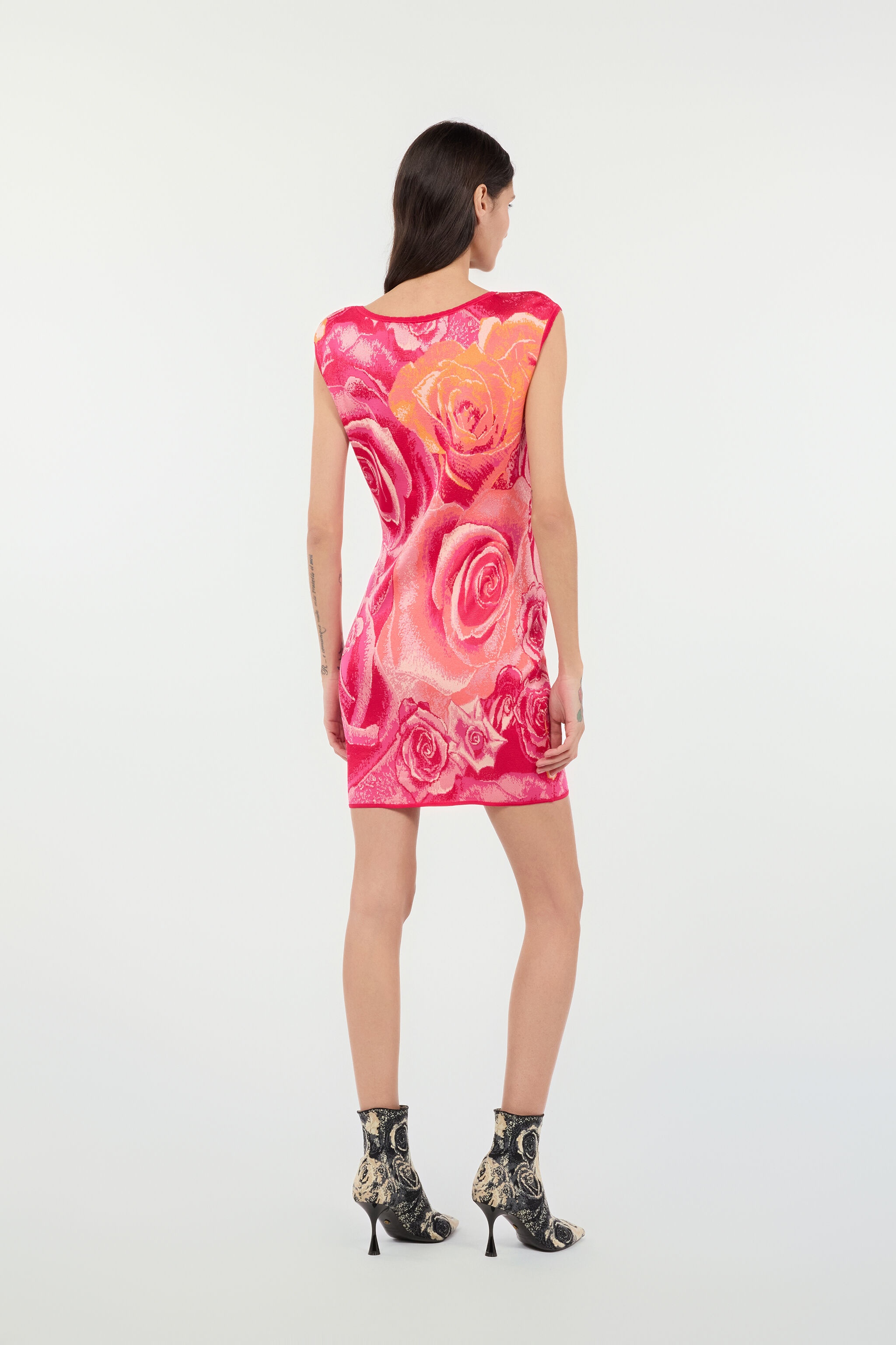 Mini Dress With Garden Rose Print - 4