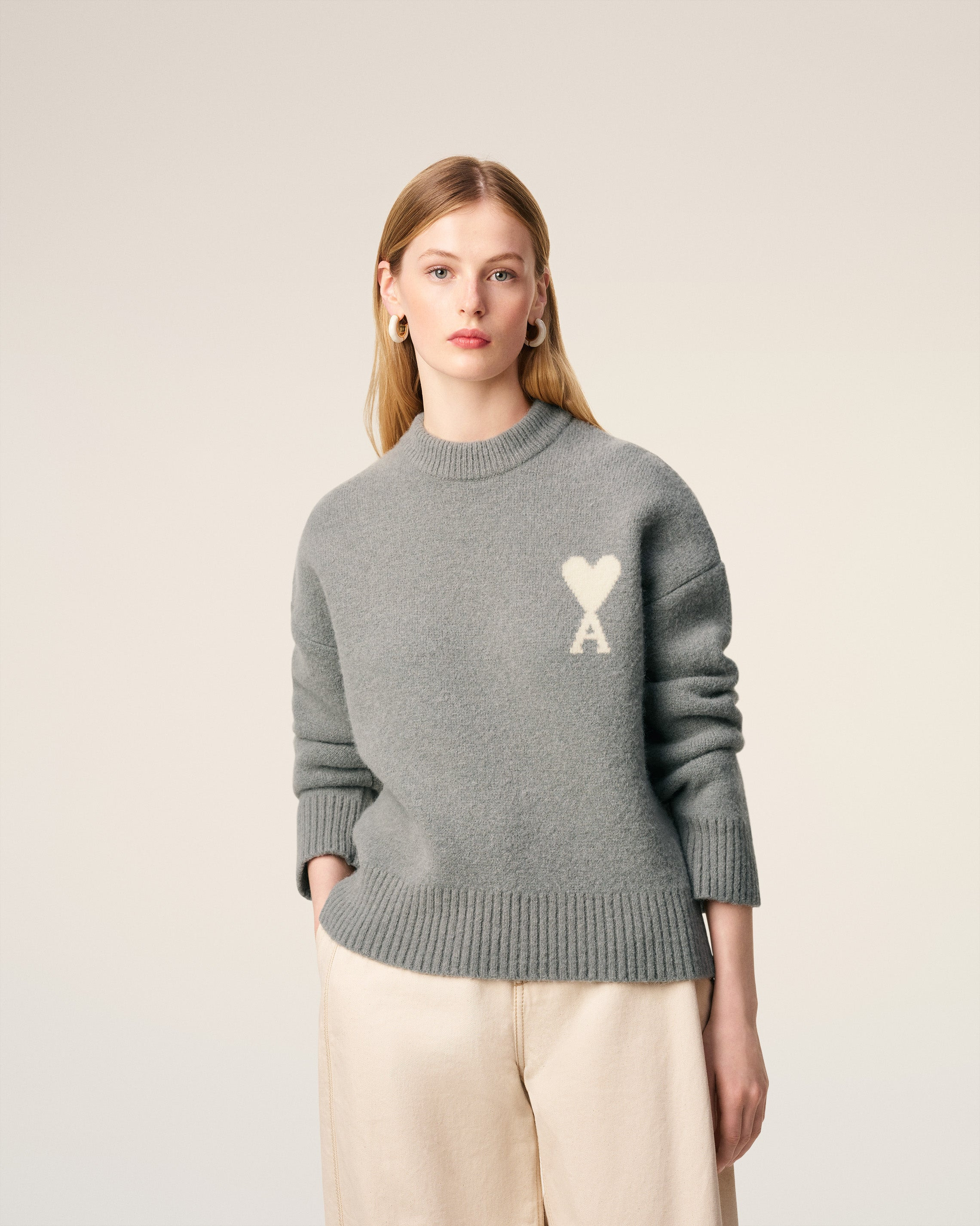 GREY ALPACA AMI DE COEUR CREWNECK SWEATER - 3