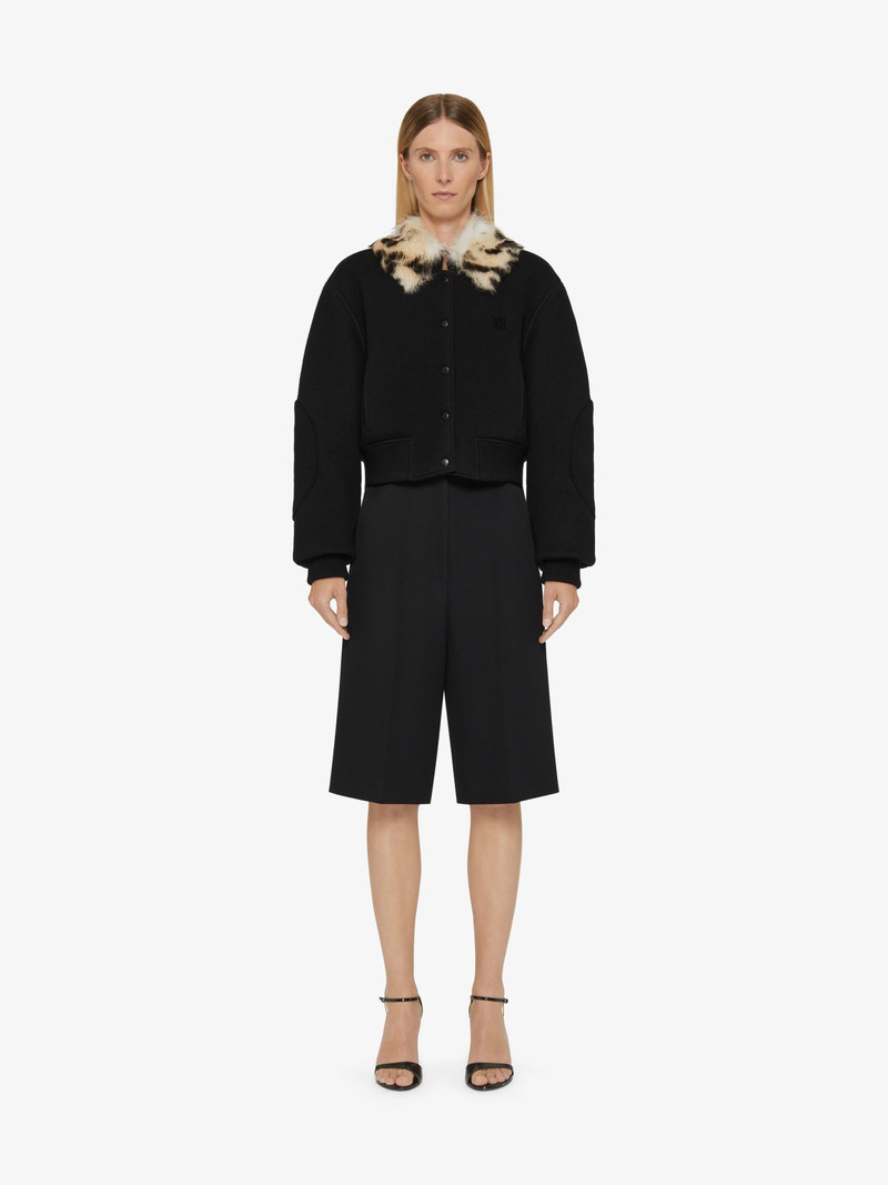 Givenchy CROPPED VARSITY JACKET IN WOOL AND LEOPARD PRINT FUR outlook