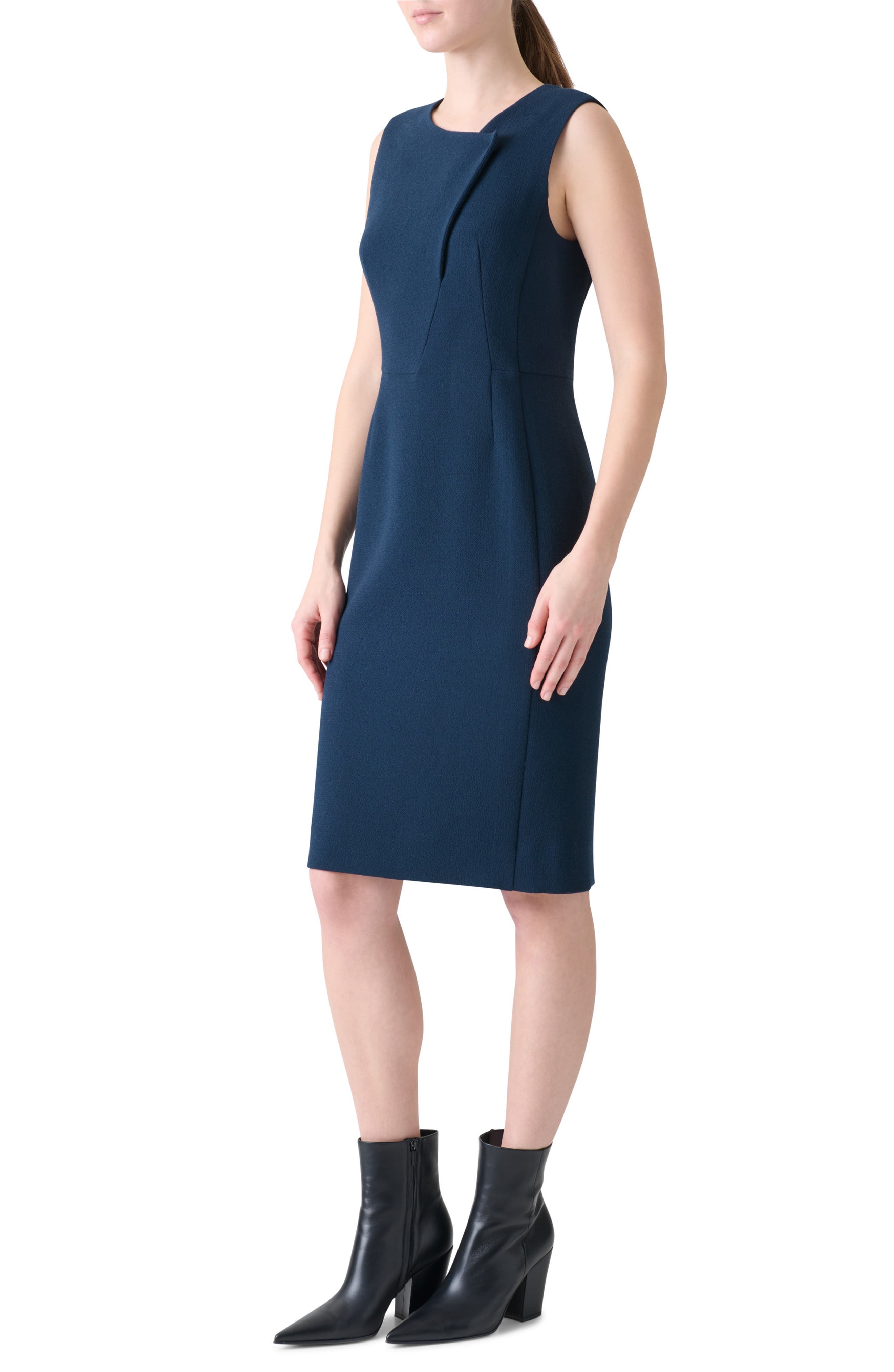 Akris Double Face Wool Crepe Sheath Dress in Denim Blue at Nordstrom - 2