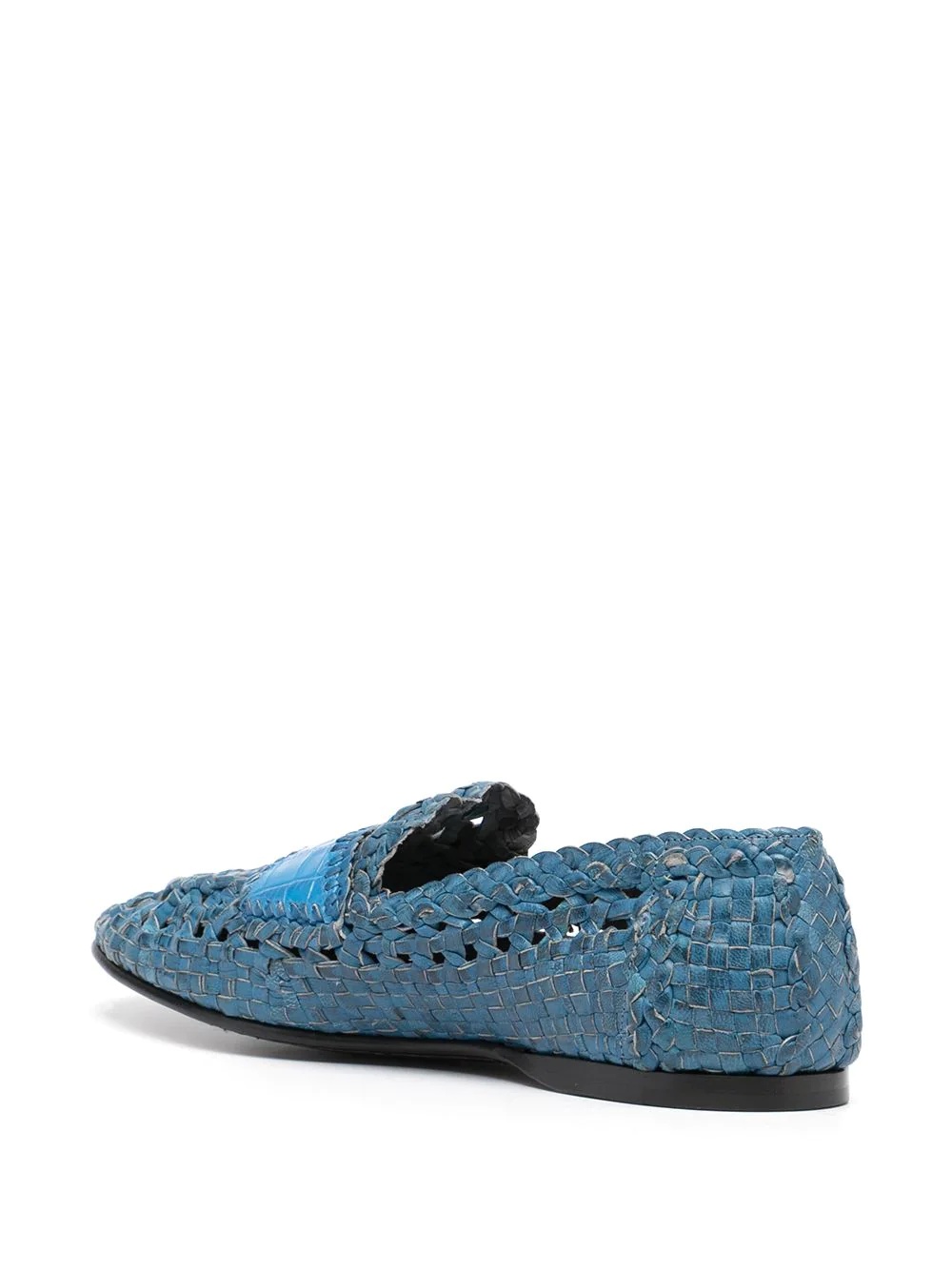 woven-effect slip-on loafers - 3