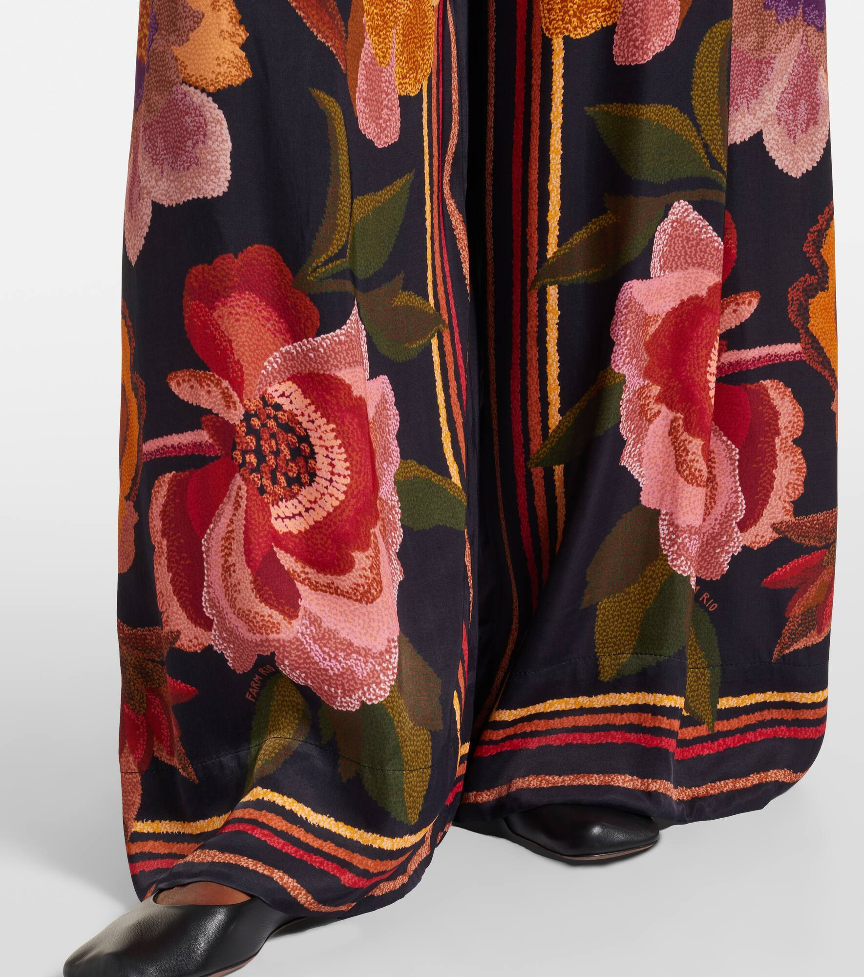 Floral high-rise wide-leg pants - 5
