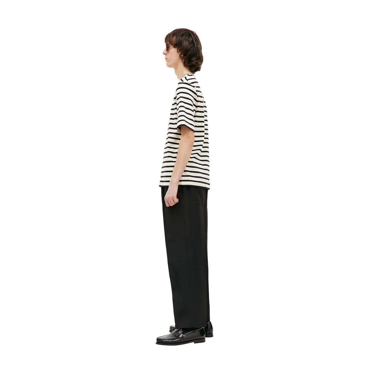 S/S STRIPED T-SHIRT (WHITE/GREY) - 2