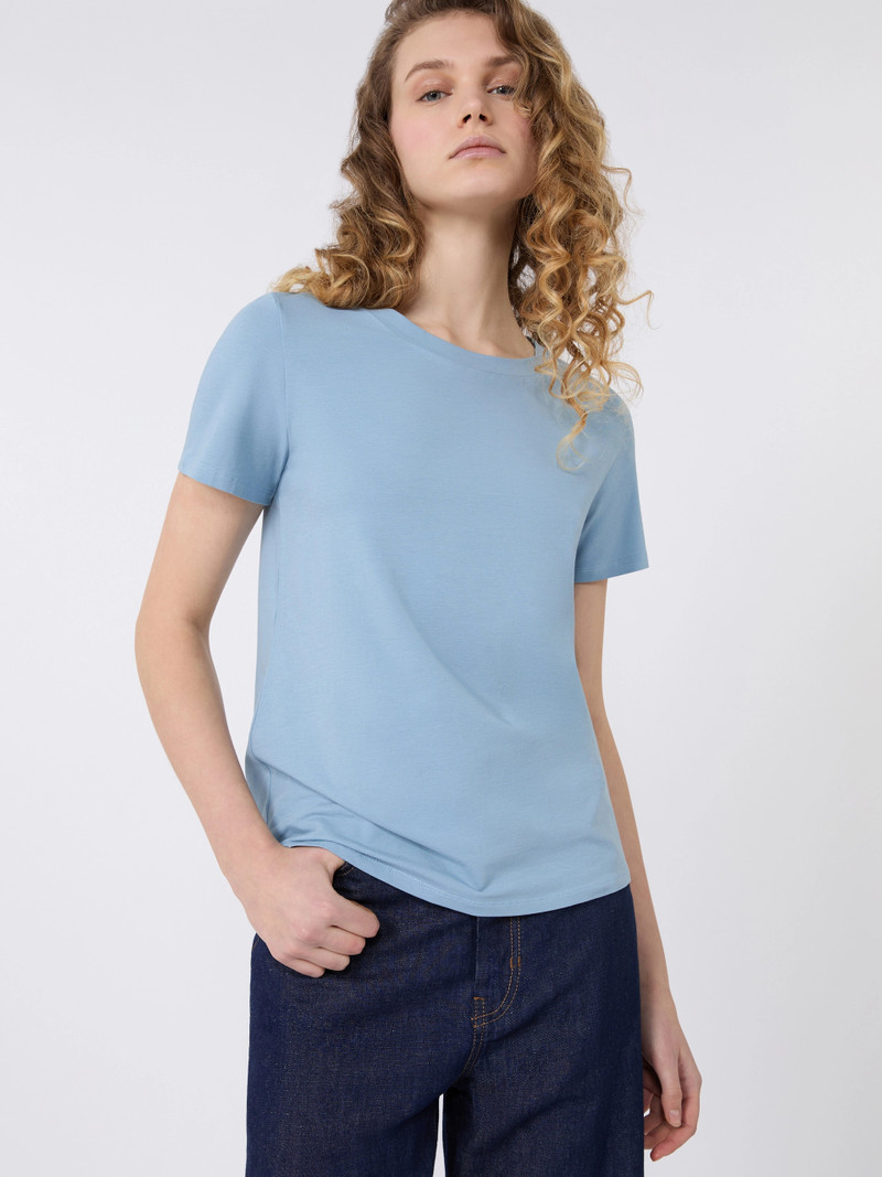 MULTIF Stretch jersey basic T-shirt - LIGHT BLUE 5