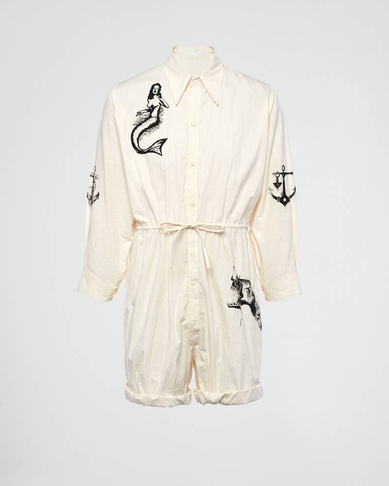 Short printed cotton jumpsuit 1