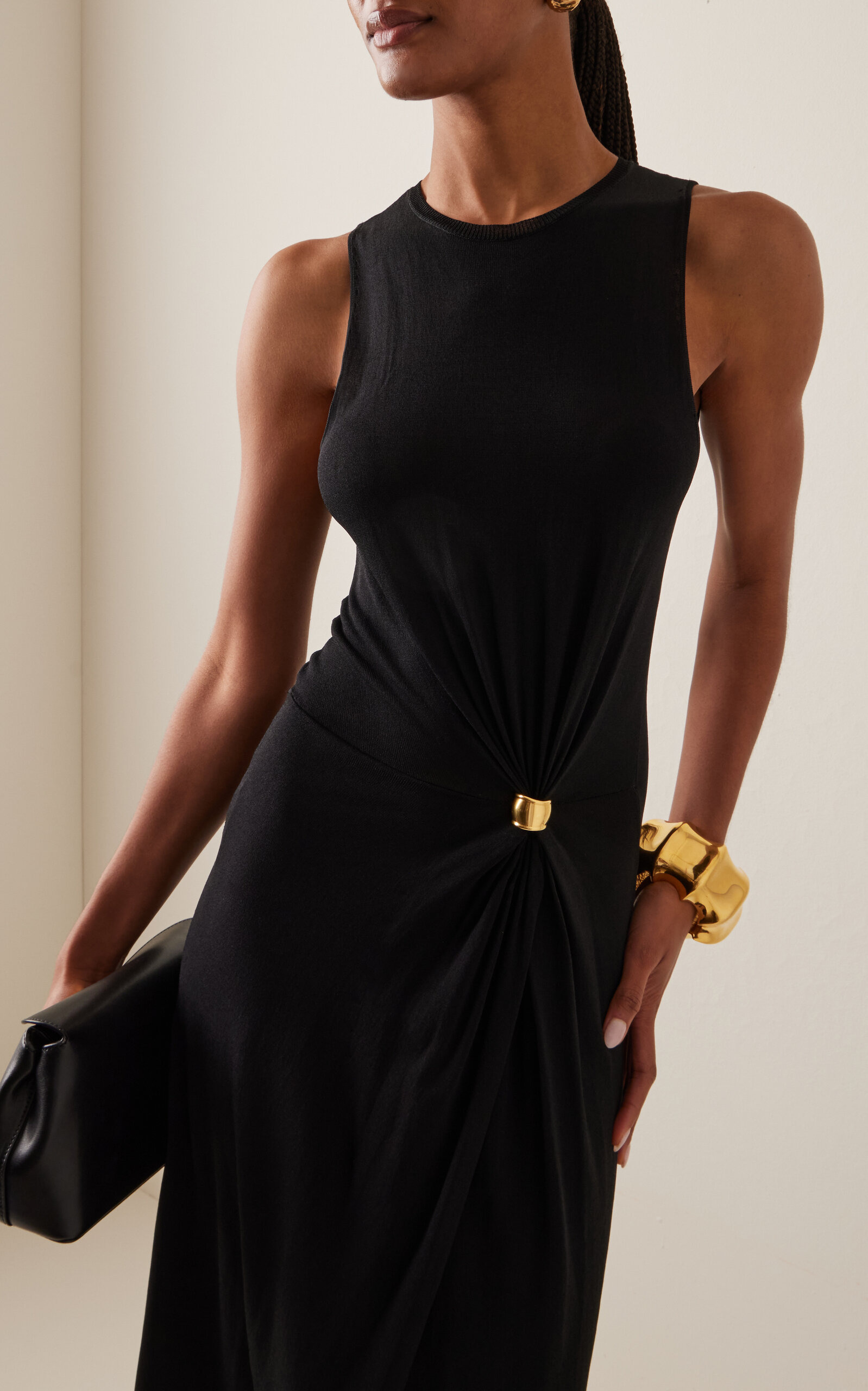 Saralien Gathered Jersey Midi Dress black - 3