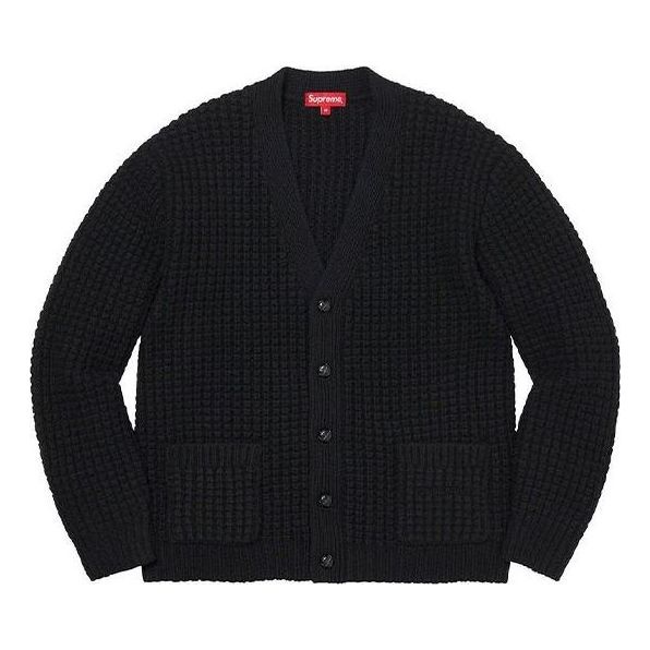 Supreme FW21 Waffle Knit Cardigan Jacket 'Black' SUP-FW21-056 - 1