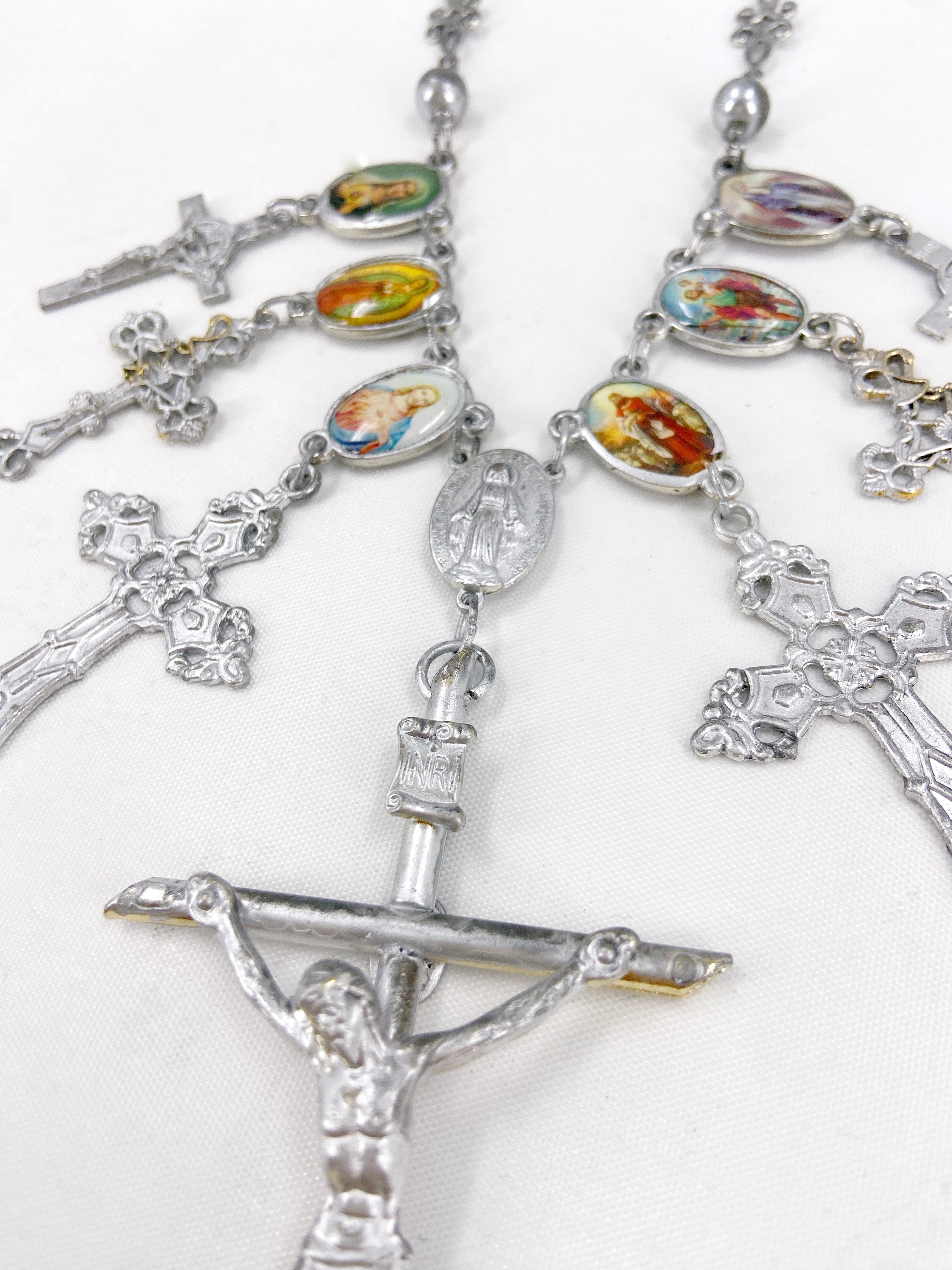 Jean Paul Gaultier 90S Sample 7 Cross Enamel Christian Pendant Chain Necklace - 10