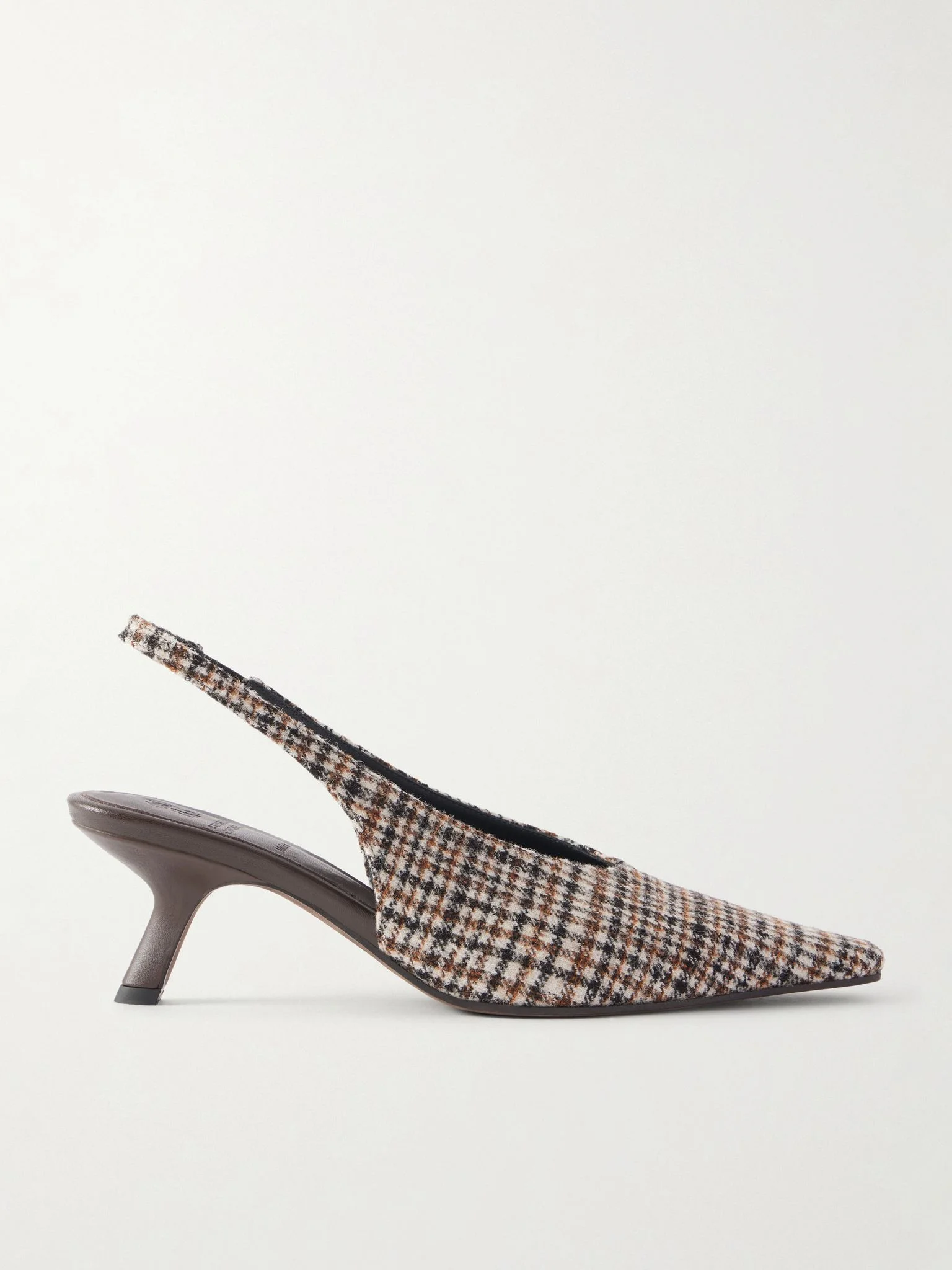 Checked wool slingback pumps Brown - 1