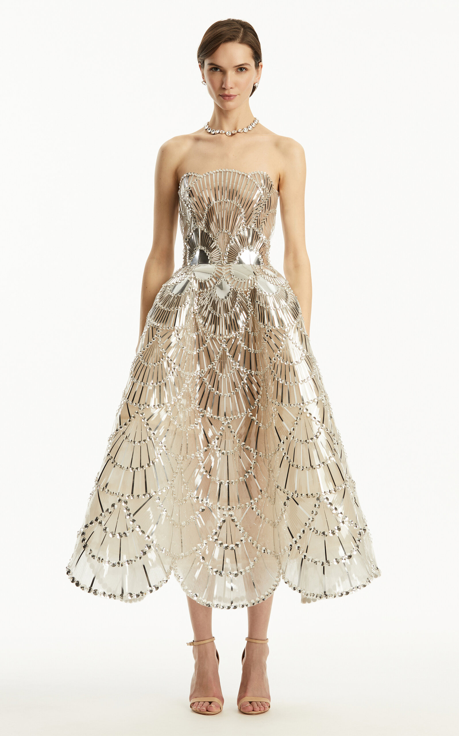 Crystal-Embellished Tulle Gown silver - 2