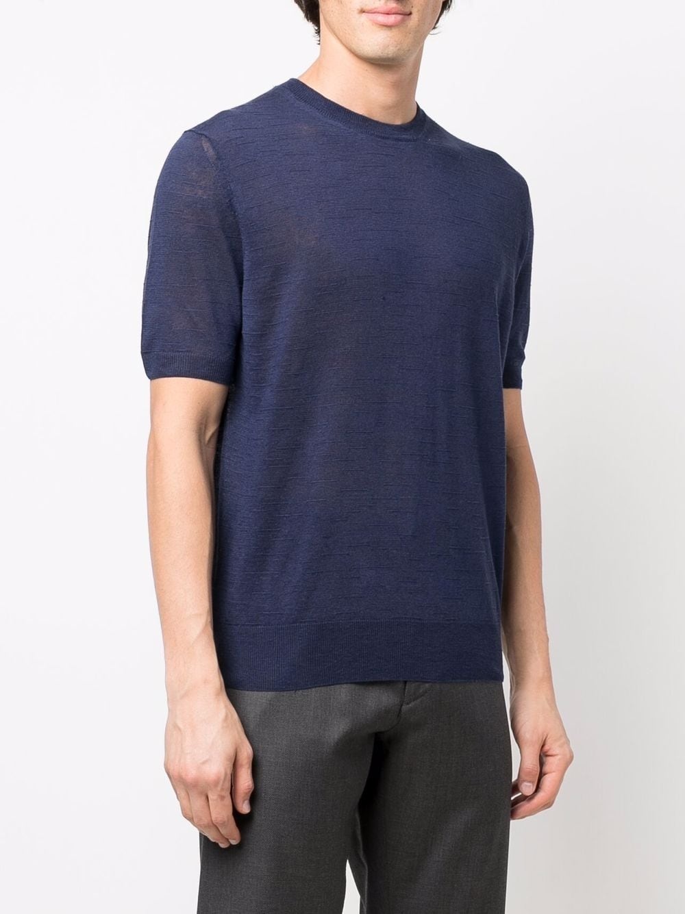 round neck knit T-shirt - 3