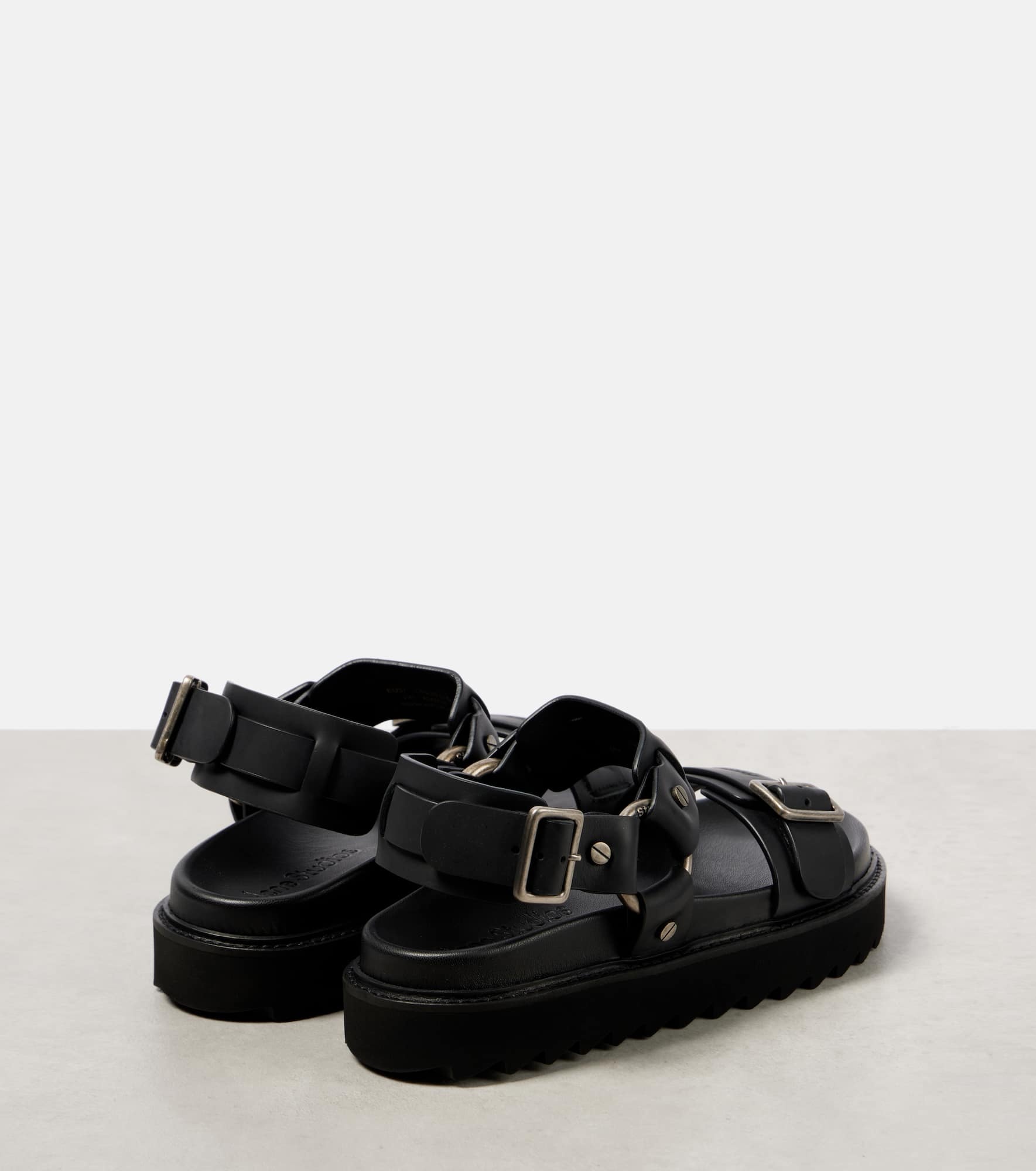 Debossed leather sandals - 2