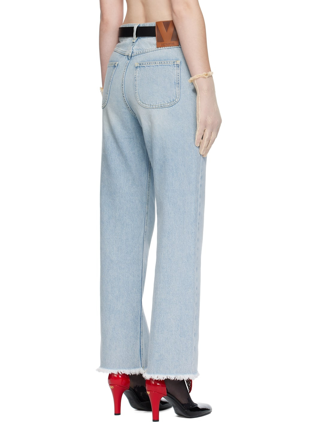 Blue Frayed Cuff Jeans - 3