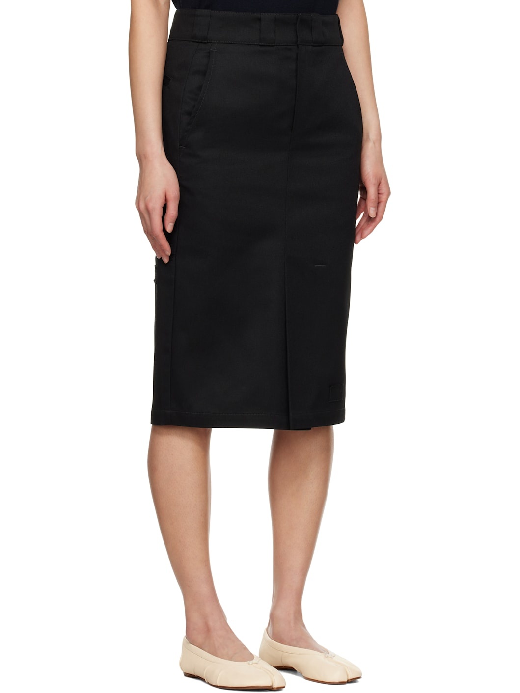 Black Skater Chino Midi Skirt - 2