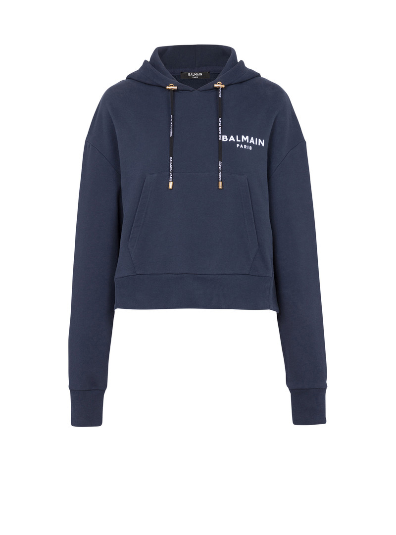 Eco-designed cotton sweatshirt with flocked Balmain logo 1