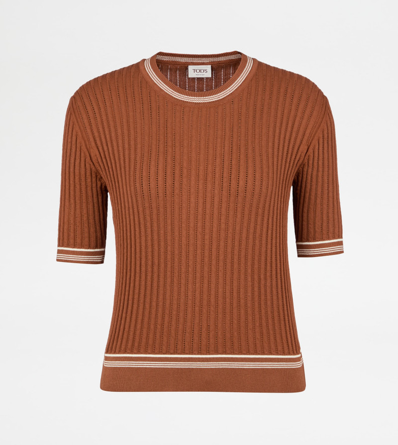 T-SHIRT IN COTTON KNIT - ORANGE 1