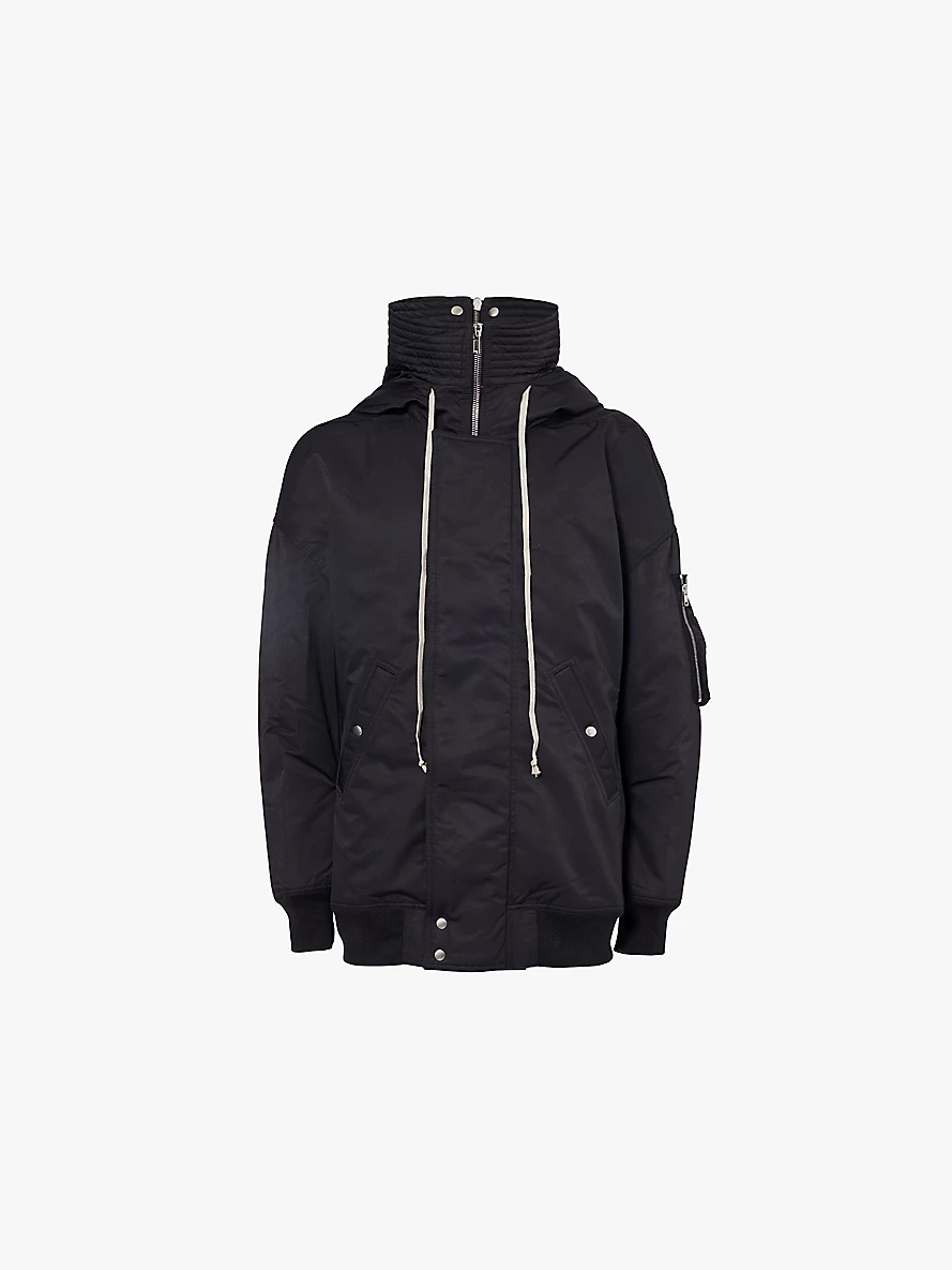 Hooded longline shell-down bomber jacket - 1