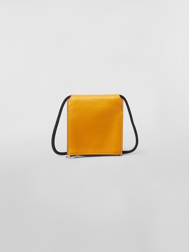 BI-COLOURED YELLOW AND BLACK BI-FOLD MUSEO CALFSKIN WALLET 3