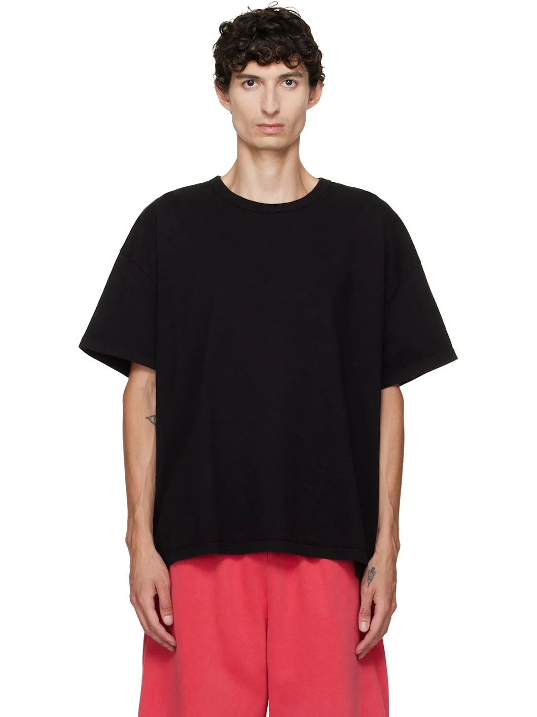 Black Heavyweight Binded Neck Oversized T-shirt - 1
