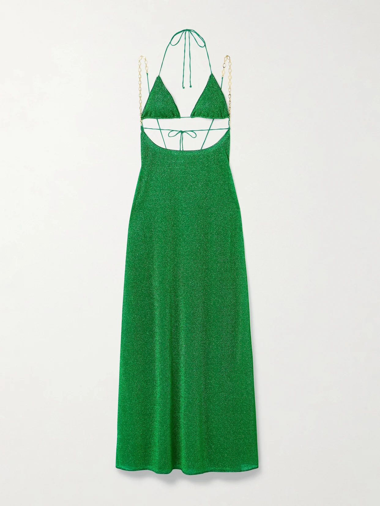 Lumière Cutout Chain-embellished Metallic Stretch-knit Maxi Dress - 1