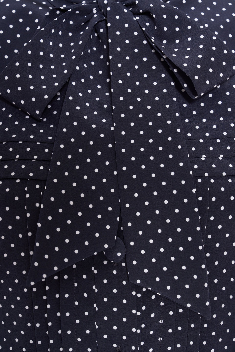 POLKA DOT SILK PLEATED MINI DRESS WITH BOW - 3