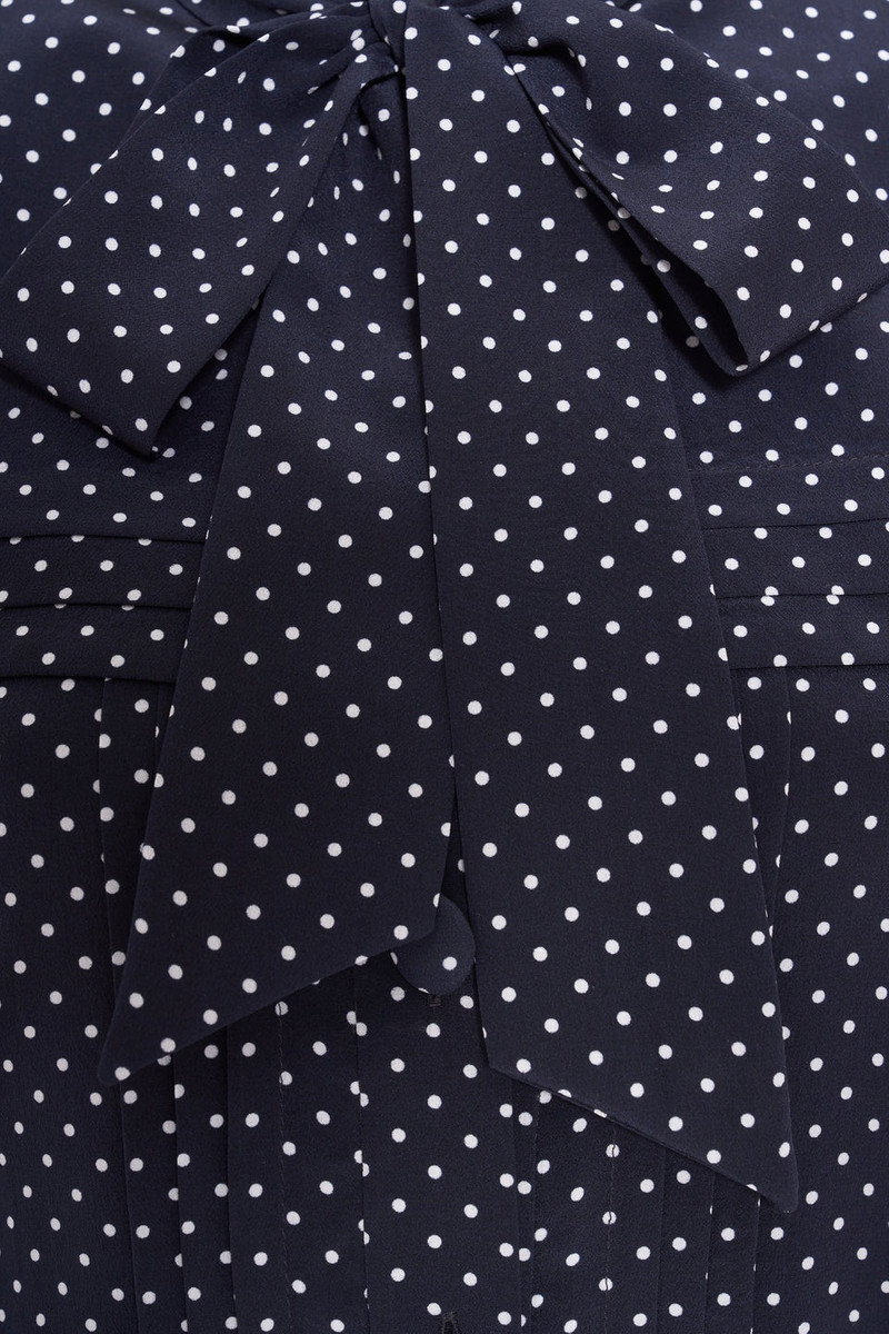 POLKA DOT SILK PLEATED MINI DRESS WITH BOW 3