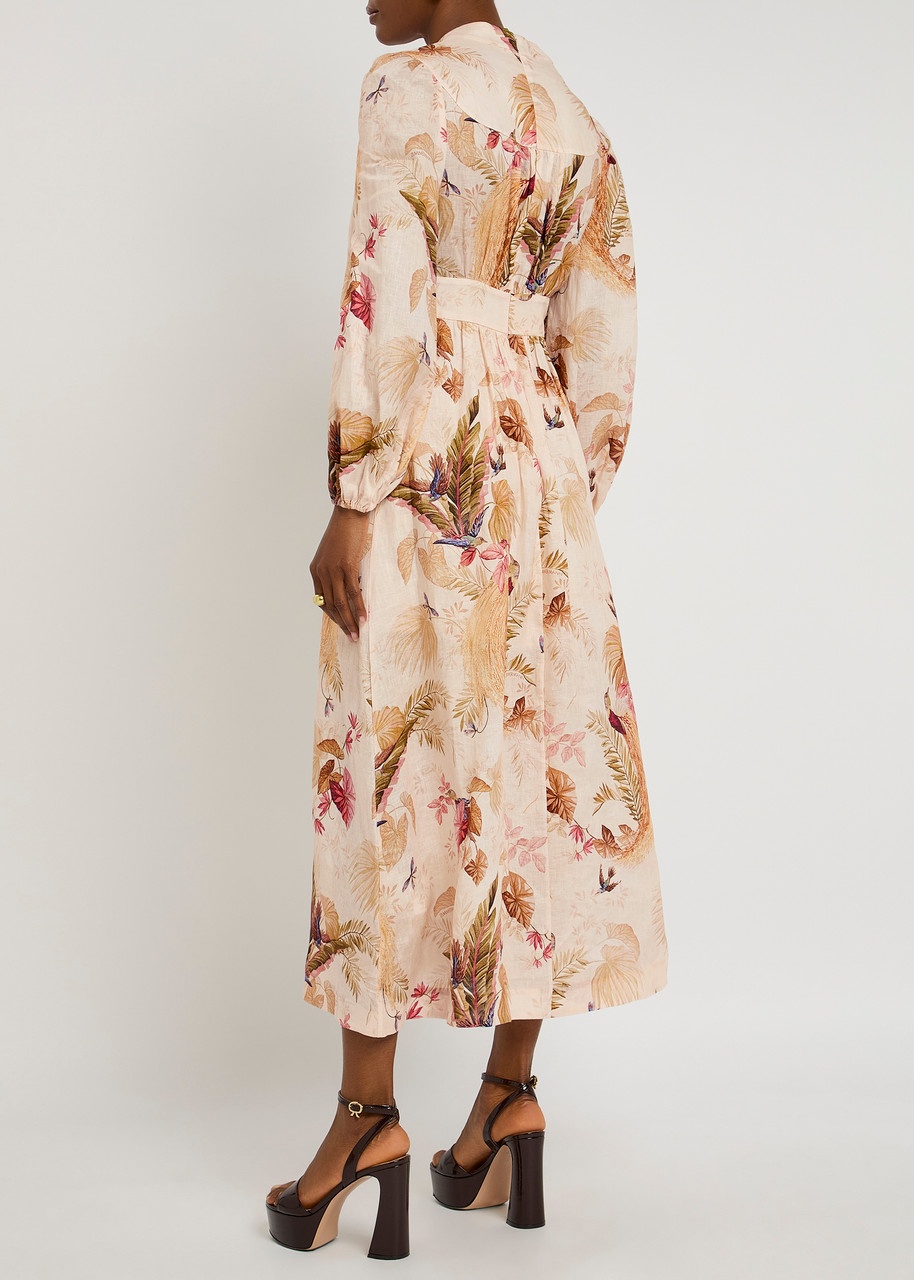 Zimmermann Ascension Plunge Printed Linen Midi Dress - 3
