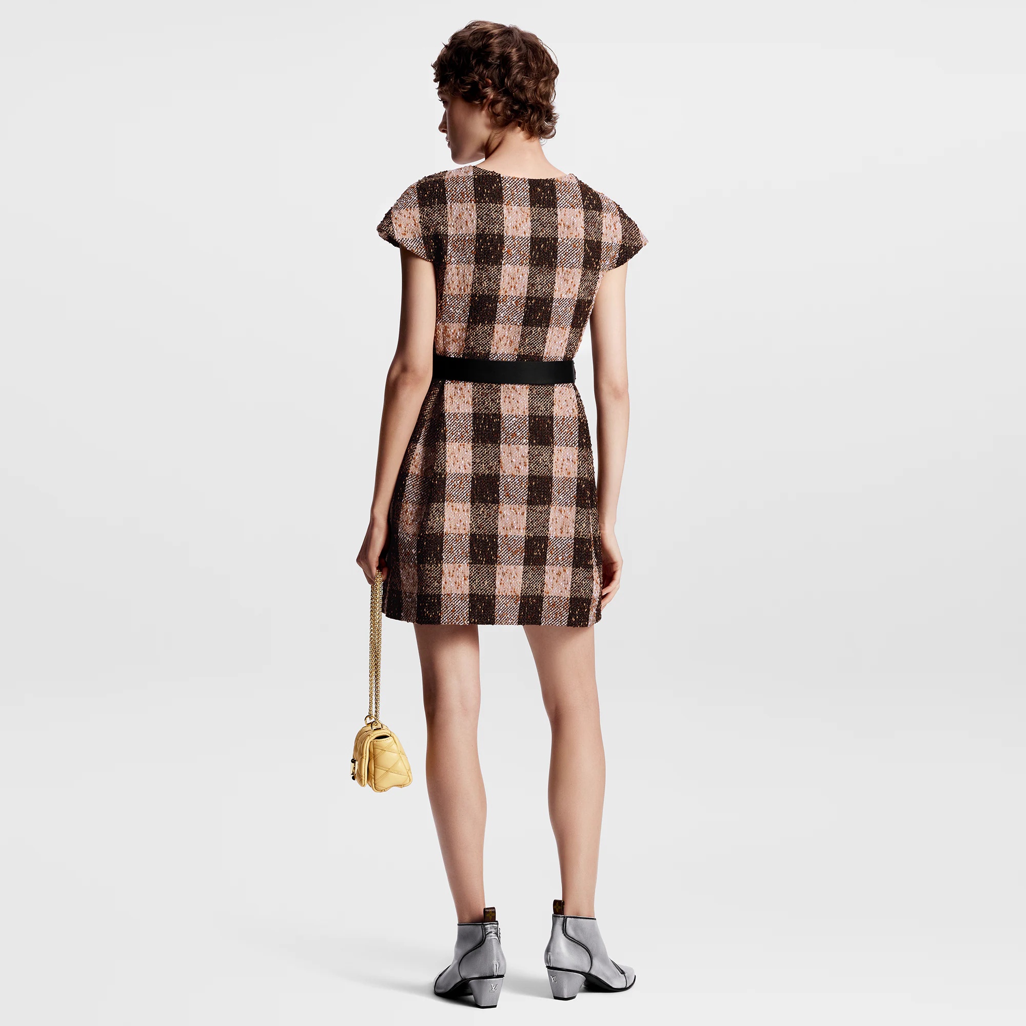 Check Tweed Utility Detail Dress - 3