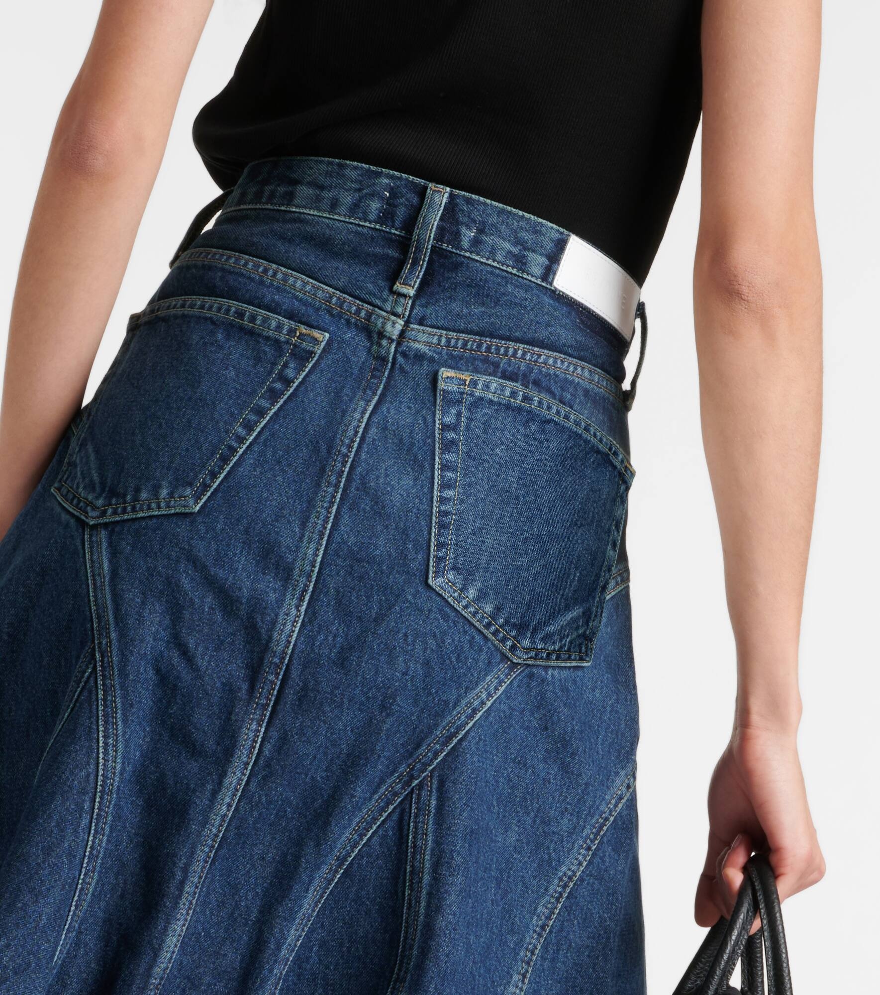 Pleated denim midi skirt - 6