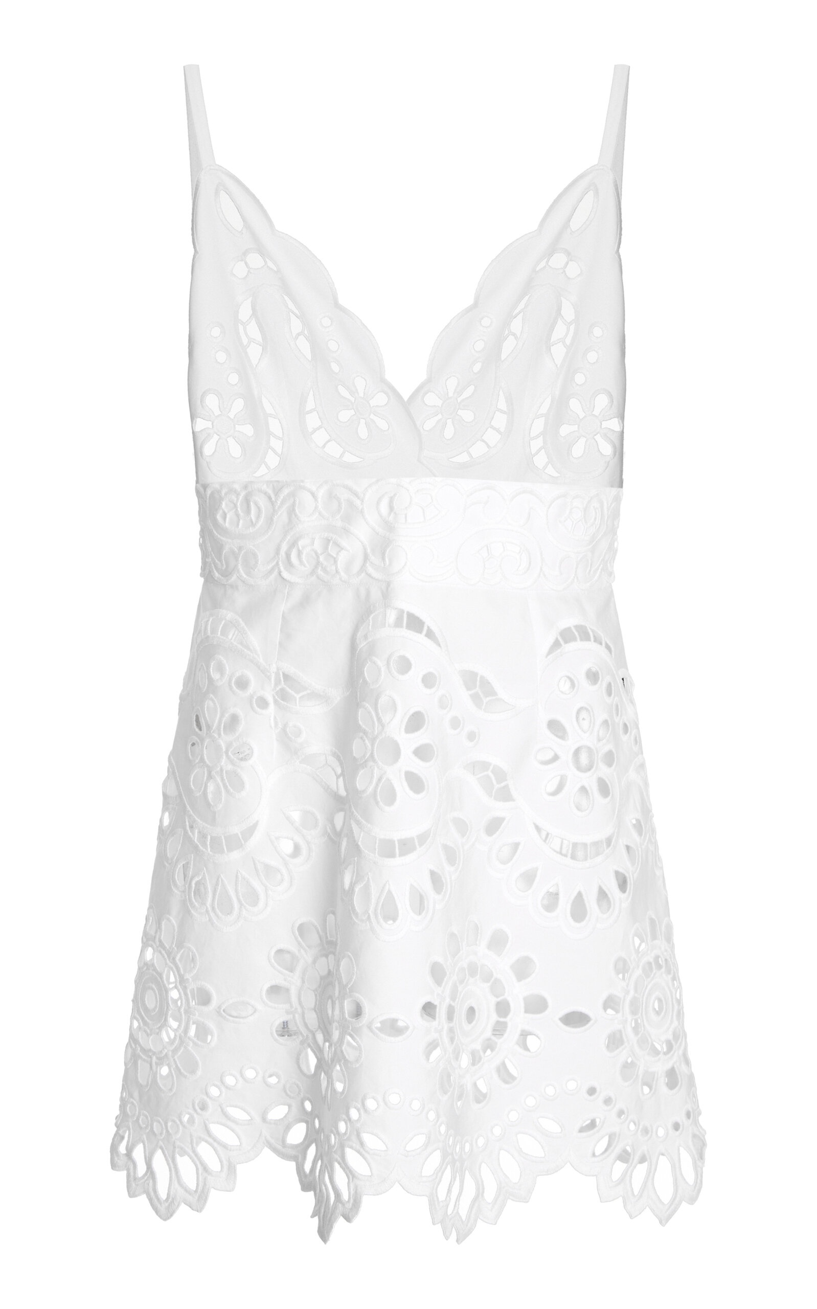 Broderie Anglaise Cotton Mini Dress white - 1