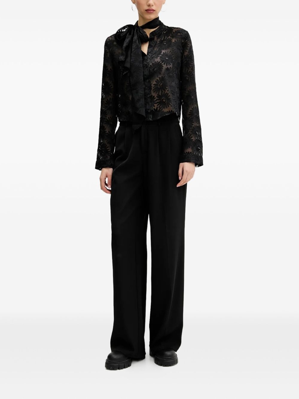 floral-print tie-neck shirt - 2