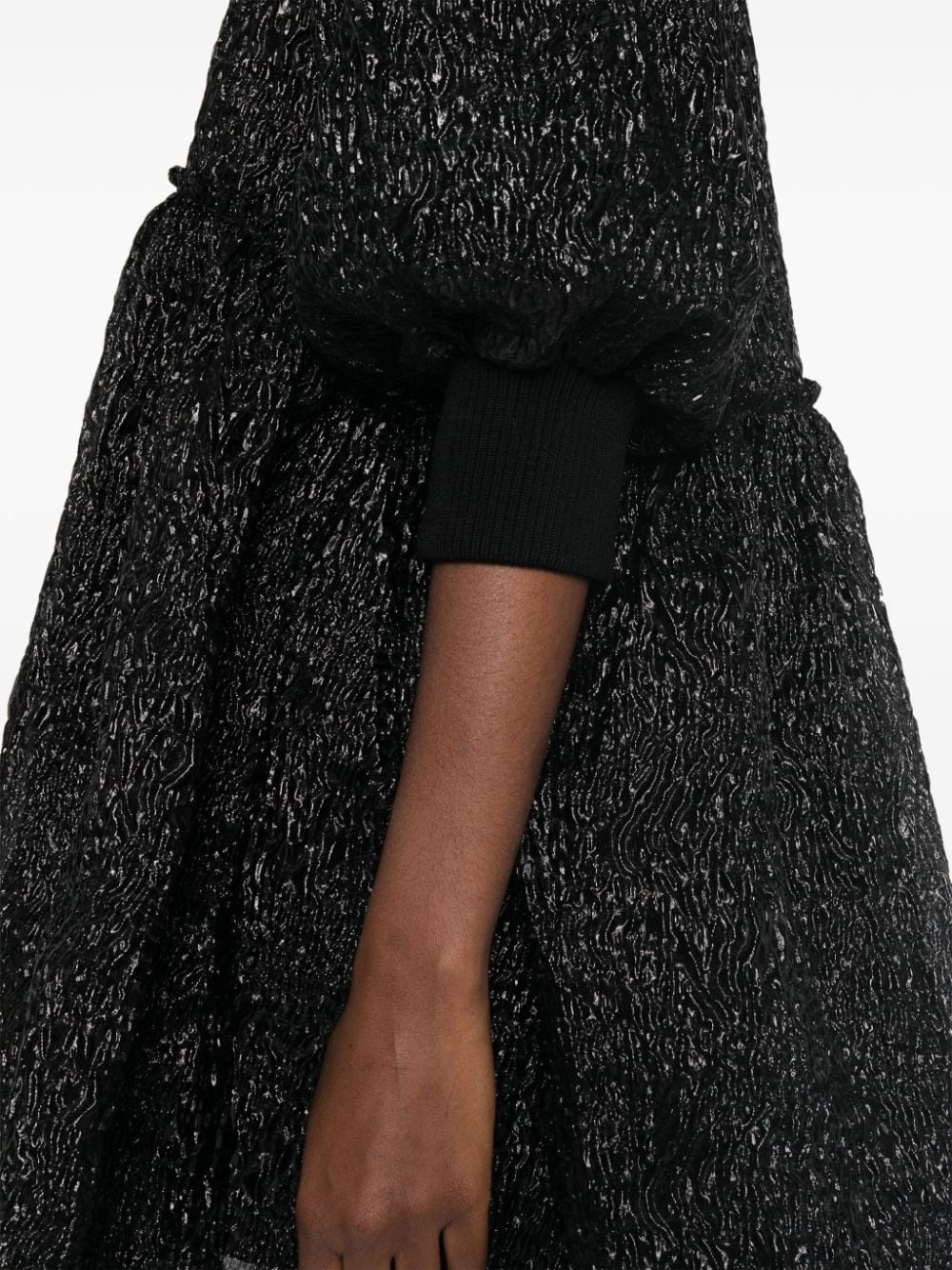 crushed-cloquÃ© puff-sleeves dress - 5