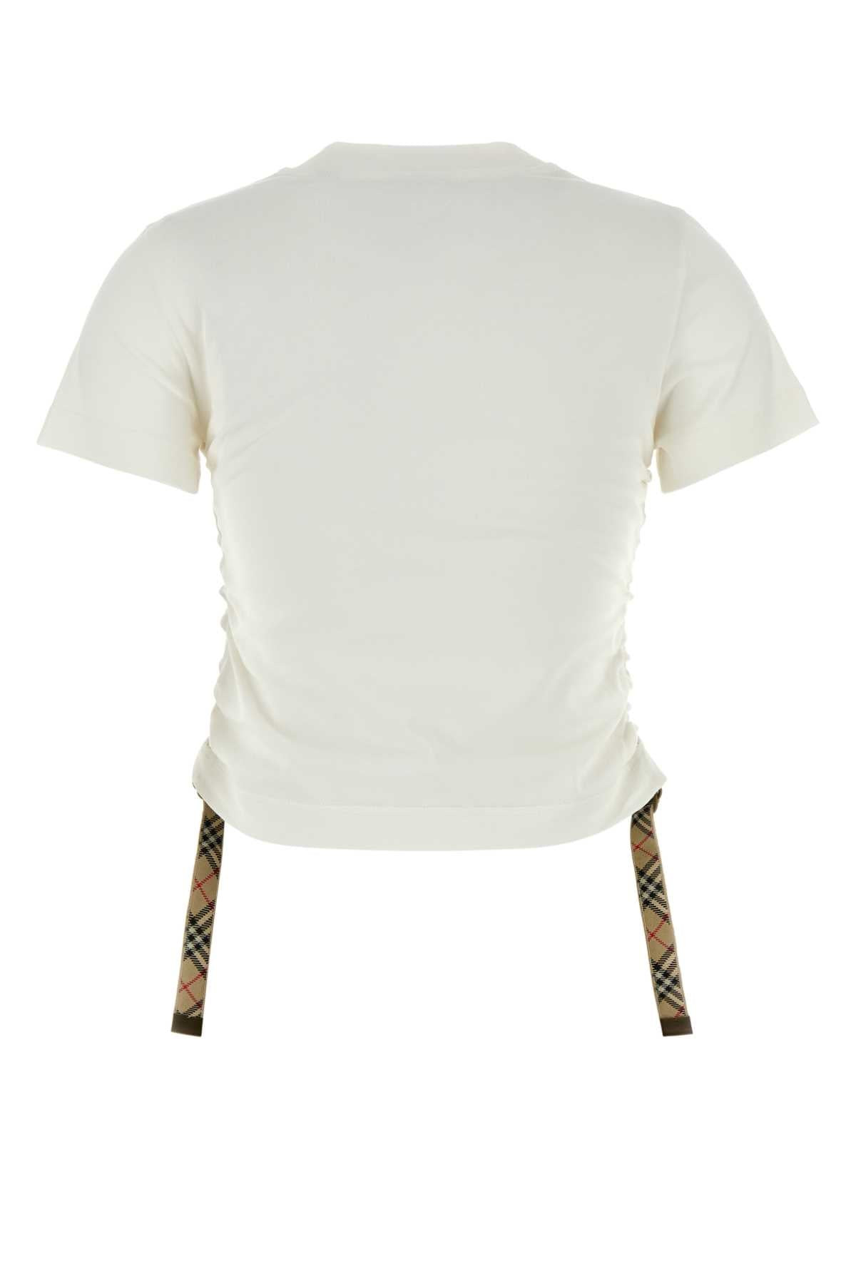 Burberry Women White Cotton T-Shirt - 2