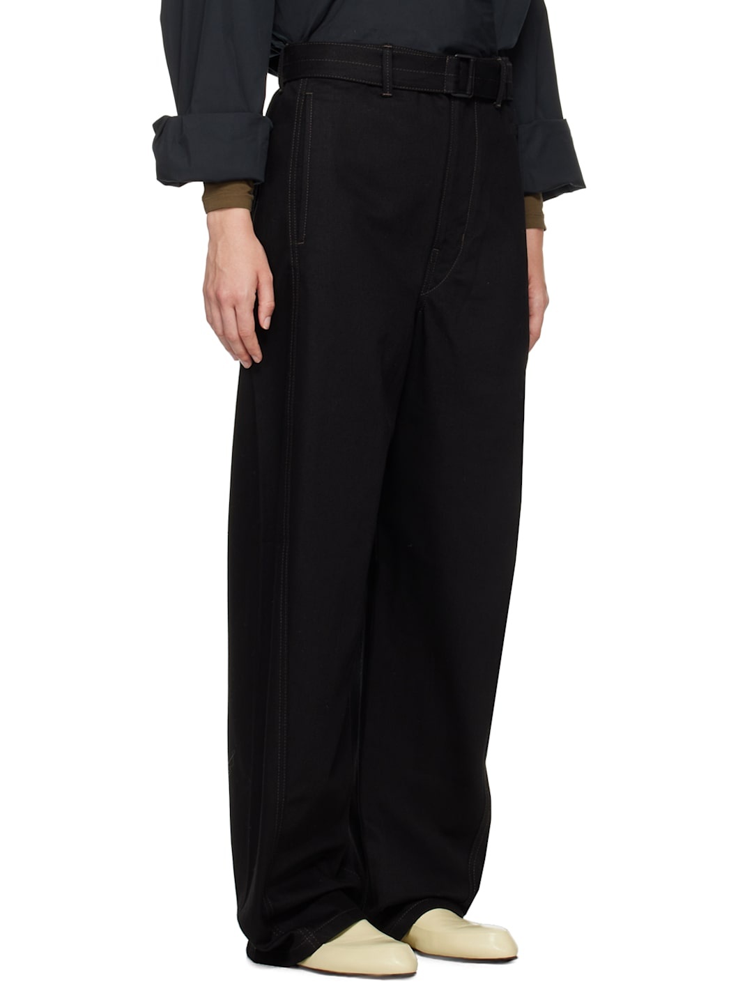Black Twisted Belt Jeans - 2