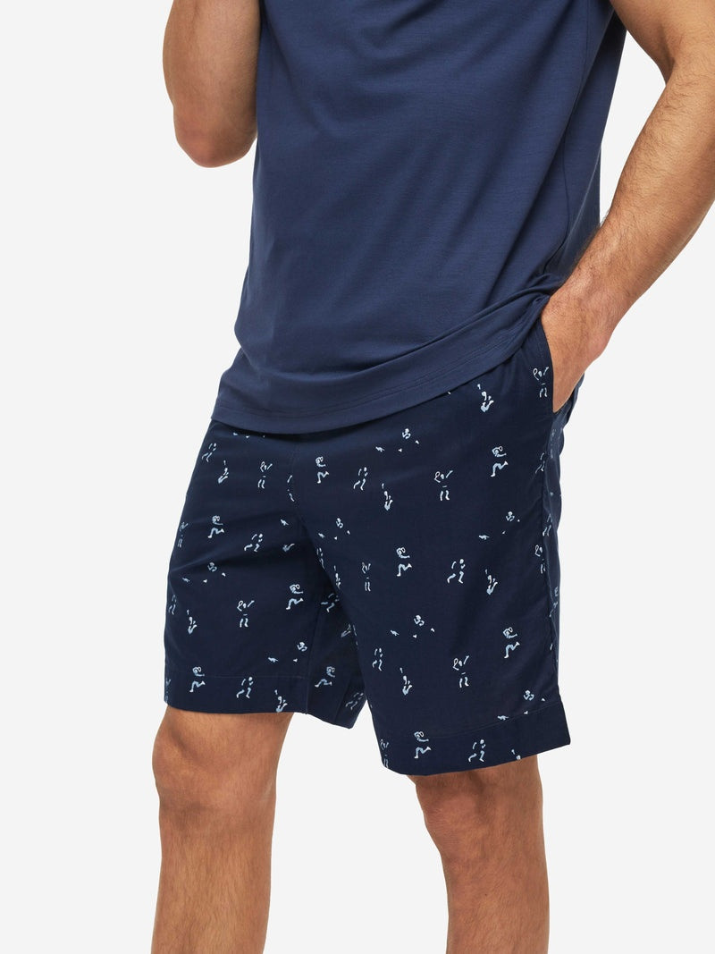 Men's Lounge Shorts Nelson 91 Cotton Batiste Navy 6